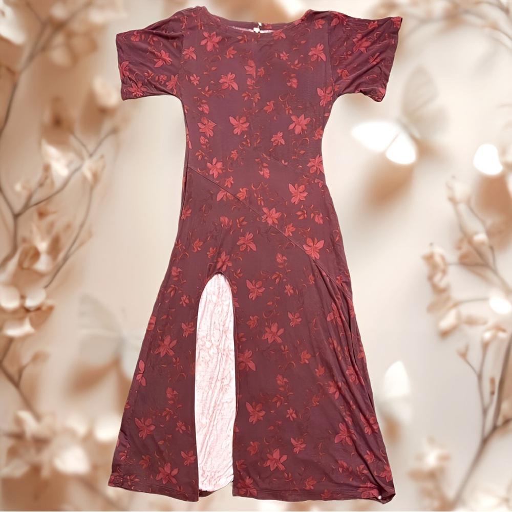 Free People M Floral Red and Pink Maxi Dress